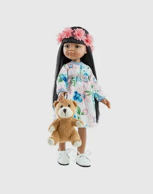 Paola Reina Las Amigas 13" Doll Meily with Teddy Bear - Image 1 of 2