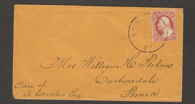 US Scott #11a used 3c 1852 Washington tied on cover Carbondale PA. sound conditi - Image 1 of 2