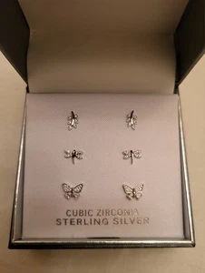 Primrose Sterling Silver Cubic Zirconia Little Girls Butterfly Earrings - Picture 1 of 3