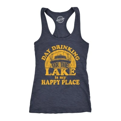 女士健身背心 Day Drinking On The Lake Is My Happy Place Tanktop Funny — 第 1/4 张图片