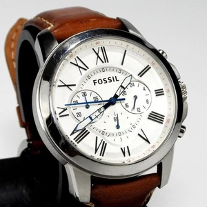 Used Fossil Men'S Watch Grant Leather Strap - Picture 1 of 11