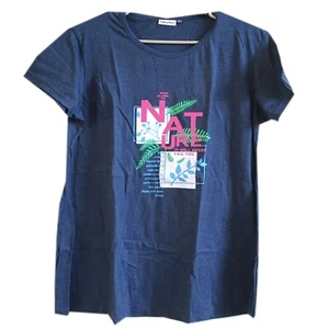 Teenage Cotton Blue Tees, Text Printed Boyfriend T-Shirt L-32" - Picture 1 of 2