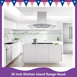 36 Inch Kitchen Island Range Hood Stainless Steel Household 200W Gesture Control - Picture 1 of 8
