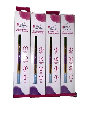 PLUM BEAUTY 4-in-1 Stackable Makeup Brush Set Eyeshadow Great For Travel Bundle - Image 1 of 4