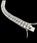 Mens Double Row Bracelet Tennis Bracelet white gold finish with Created Diamond