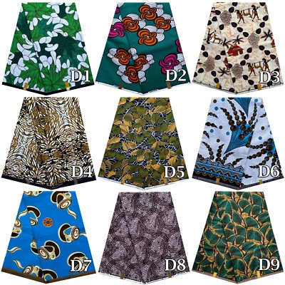 African PolyCotton Wax Print Fabric Ankara Sewing Crafting 6 Yards FREE Shipping