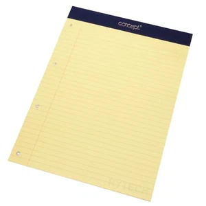 A4 Yellow Legal Pad Feint Ruled Punched Paper Memo Book Notepad Visual Memory - Picture 1 of 3