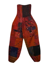 Boho Gypsy Hippy Cotton Harem Pant Summer Printed Red Comfy Loose Pants S/M