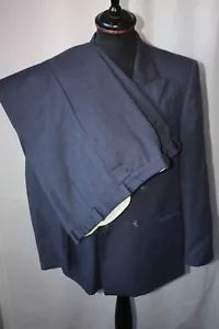 Traje De Colección Azul Pura Lana Pin Rayas Doble Pecho 2 Piezas 42 W 36 L 28 Renacimiento - Imagen 1 de 15