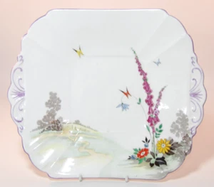 Shelley Foxglove Pattern 18626 2 Handled 9 1/2" Cake Sandwich Serving Plate VGC - Picture 1 of 6