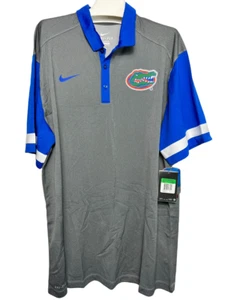 Nike Men's Florida Gators Dri-Fit Short Sleeve Polo Shirt GRAY/BLUE - XL - Picture 1 of 4
