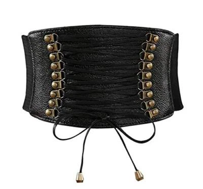 Cinturón de cuero PU para mujer cintura alta cinturón ajustador corsés para entrenamiento de cintura ancho Foto 1 de 4
