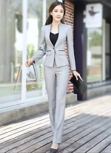 Women Formal Blazer And Trousers Office Business Suit Winter 2 Pieces Slim Work - Picture 1 of 8