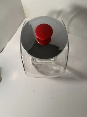 General Store Clear Glass Tilted Candy Cookie Jar 1 Gal Metal Lid - Image 1 of 4