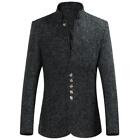 Mens Suit Coat Casual Stand Collar Formal Fashion Single-Breasted Slim Fit Host