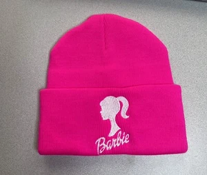 Barbie Beanie - Pink Hat With White  Embroidery FAST SHIPPING!!!!! - Picture 1 of 1