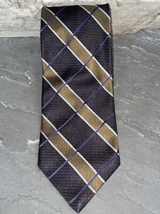Faconnable 100% Silk Hand Made In Italy Deep Purple/Gold Tie - Picture 1 of 5
