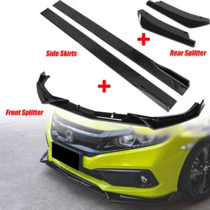 For Honda Civic 2016-2020 Sedan Front Bumper Rear Lip Splitter Side Skirt Kit US - Picture 1 of 13