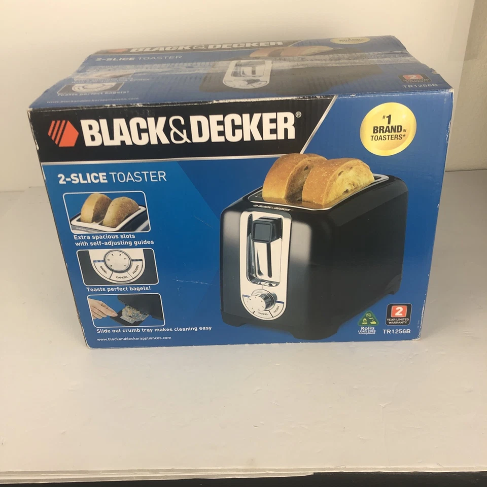 NEW IN BOX BLACK+DECKER 2-Slice Extra Wide Slot Toaster, Black/Silver, TR1278B - Image 1 of 4