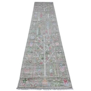 2'7"x11'10" Hunter Green Afghan Angora Oushak Oriental Runner Rug G89350 - Picture 1 of 6
