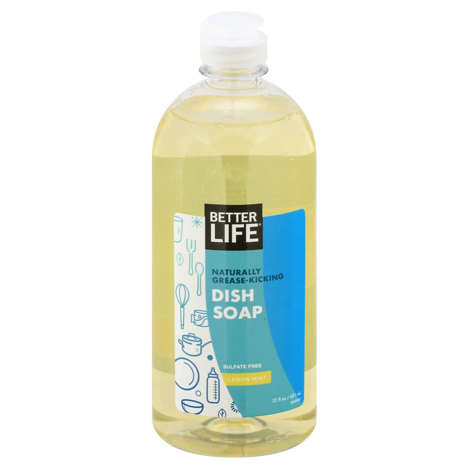 Better Life Naturally Grease-kicking Liquid Dish Soap Lemon MINT 22 Oz