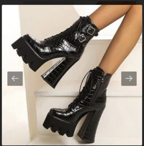 NWT London Rag Stomper Combat Boot in Black -5 - Picture 1 of 21