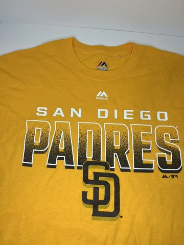 San Diego Padres Majestic MLB Baseball T-Shirt Size Medium M Yellow Cover