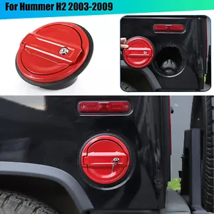 Red Alloy Fuel Tank Cap Anti-theft Lock Cover Trim For Hummer H2 2003-2009 - Picture 1 of 19