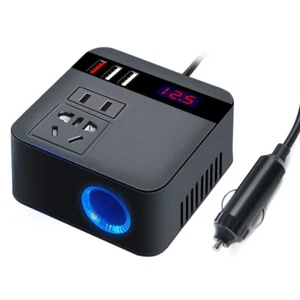 Inversor de corriente para coche 300W DC 12V a 110V adaptador cargador tomas NUEVO - Imagen 1 de 12