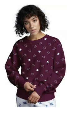 Champion LIFE Women's Reverse Weave Crew-Tossed C Logos Sweater NEW $65 - Image 1 of 4