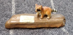Waschbär Figur auf versteinertem Holz aus versteinerten Gärten Souvenir Kadoka SD Vintage - Bild 1 von 6
