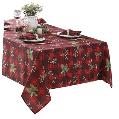  Mantel de tela navideña a cuadros de abeto navideño, 120" x 60" (rectangular) Foto 1 de 4