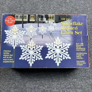 Vintage Set Schneeflocke Wegmarkierungen mit klaren Lichtern Urlaub Weihnachten elektrisch - Bild 1 von 10