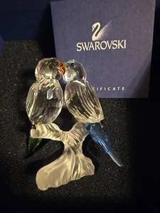 Swarovski Budgies w/Blue & Green Tails #680627 w original box COA - Picture 1 of 8