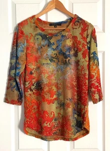 Calessa Damen Herbst Boho mehrfarbig fließend künstlerisch Top Bluse Gr. M - Bild 1 von 7