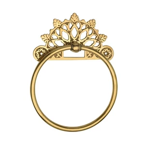 Solid Brass Towel Ring Wall Mounted Bathroom Holder – Vintage Polished Finish - Picture 1 of 4