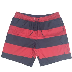 Nautica Herren Größe 2XL Badeshorts rot und marine Streifen Kordelzug Dark Academia - Bild 1 von 8