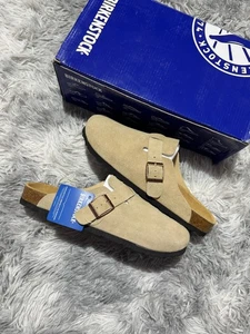 Birkenstock Boston Clogs taupe Wildleder weiches Leder schmales Fußbett Herren/Damen Neu - Bild 1 von 9