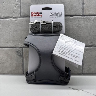 Boots & Barkley Cat Leash & Harness Set For Cat Up To 10 LBS Gray Adjustable New - Image 1 of 4