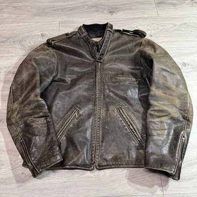Настоящая винтажная кожаная мотокуртка 70-х Berman's размер 42 рег. Шикарная патина - Изображение 1 из 4