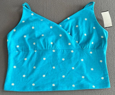 SO Tank Top Juniors Wrap Cami XL Blue Yellow White Daisy Floral Stretch NWT  - Image 1 of 4