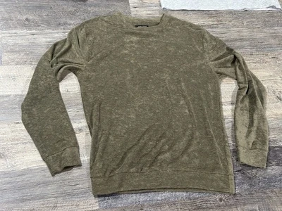 Zara Mens - Pullover Sweater Khaki Green Fuzzy Crew Neck Winter - Size Medium - Image 1 of 4