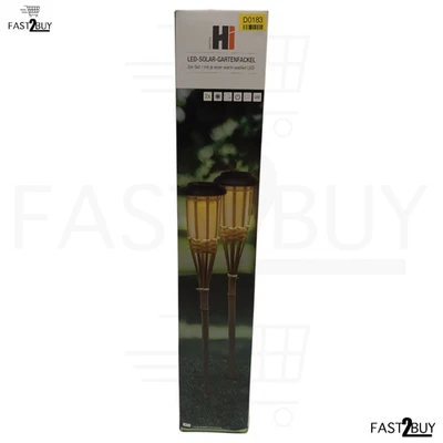 Hi LED Solar Gartenfackeln 2er Set – Warmweißes Licht mit Bambus Design, Außenbe - Bild 1 von 3
