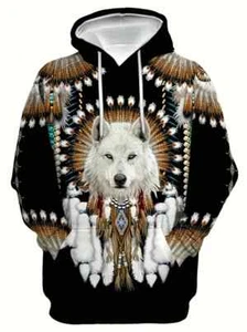 Wolf 3D Print Hoodie Long Sleeve Pullover For Adults Women Men Hoodie BIG 4XL - Picture 1 of 4