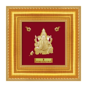 24 kt reines Blattgold Ball Suvarna Ganesha Rahmengröße A10 Einweihungsgeschenk - Bild 1 von 7