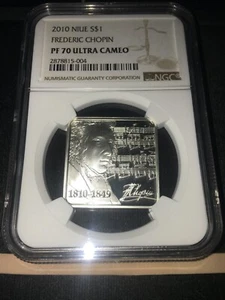 2010  Niue $1  Frederic Chopin,  NGC Graded**PF-70 UC** - Picture 1 of 6