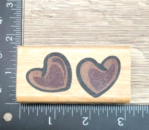 Canadian Maple Collection TWO HEART CANDIES Wood Mounted Rubber Stamp - Picture 1 of 3