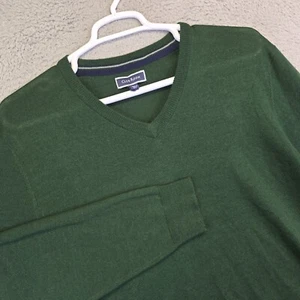 Club Room Sweater Mens L Green V Neck Merino Wool Blend Quiet Luxury Preppy 90s - Picture 1 of 11