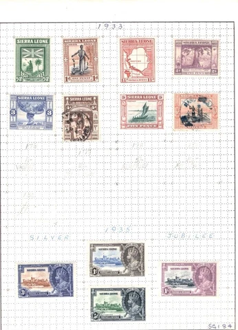 SIERRA LEONE GEORGE 5TH 1933 TO 6D AND 1935 COMPLETE MINT/USED Cover