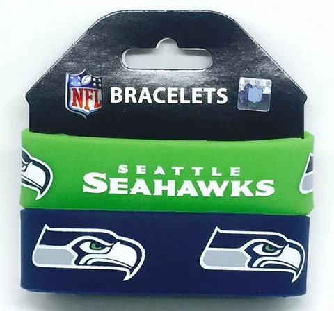 NFL Seattle Seahawks Rubber Silicon Bracelet Wristband 2-Pack Cover
